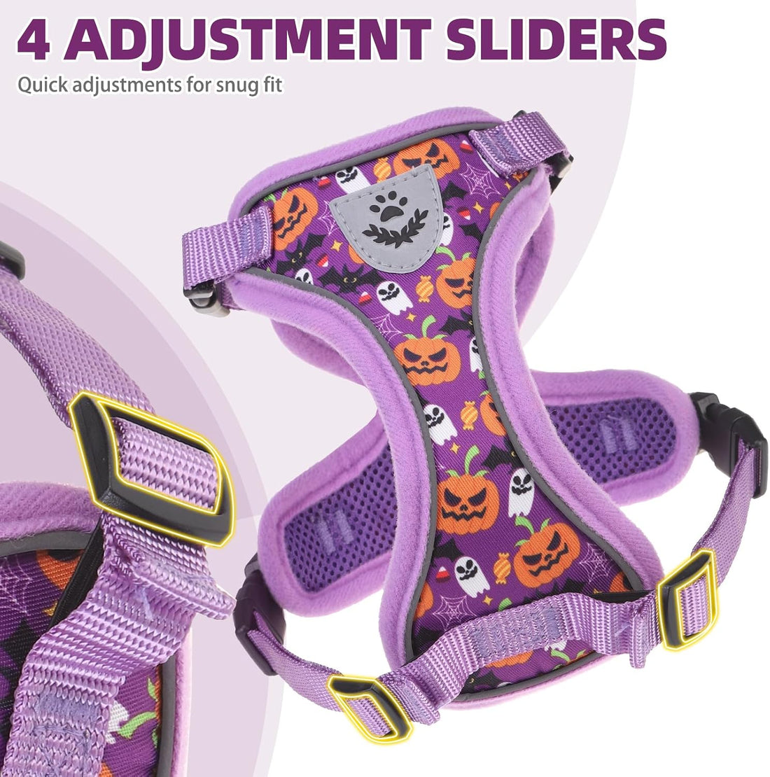 PUPTECK Halloween Cat Harness and Leash Set Escape Proof Reflective
