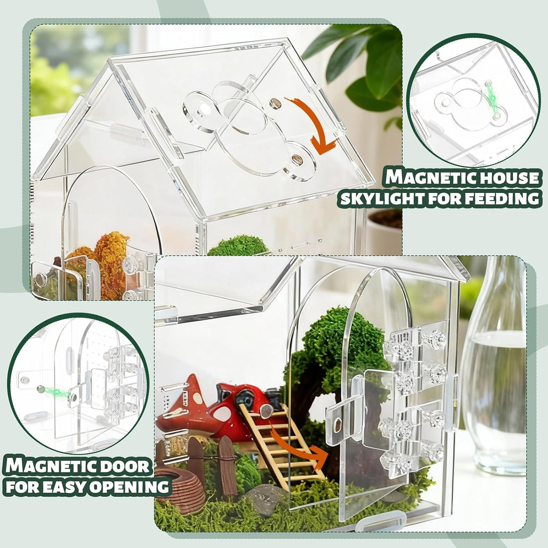 Acrylic Jumping Spider Enclosure, House-Shaped Clear Insect Terrarium