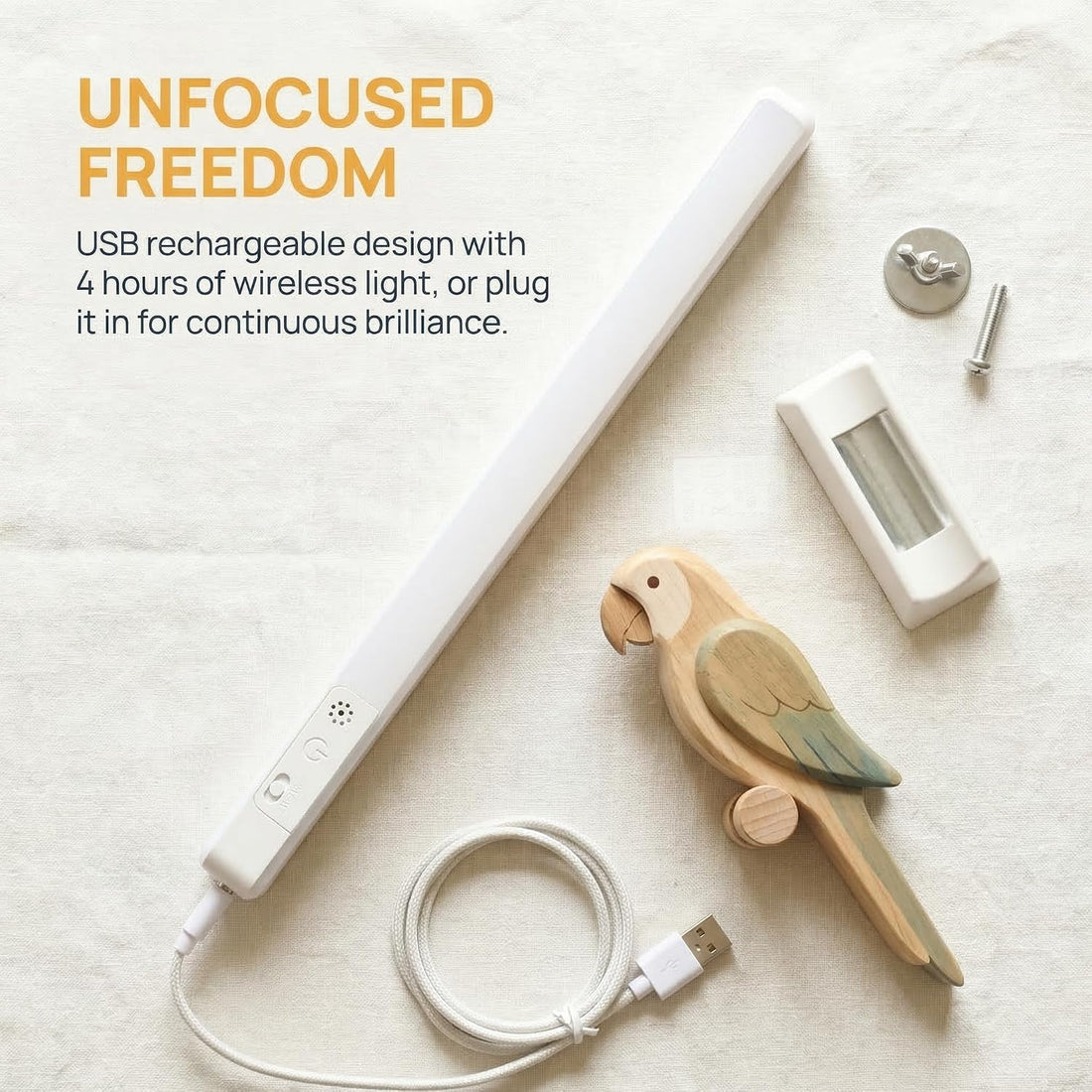 Bird Cage LED Light 3 Color Modes, USB Rechargeable