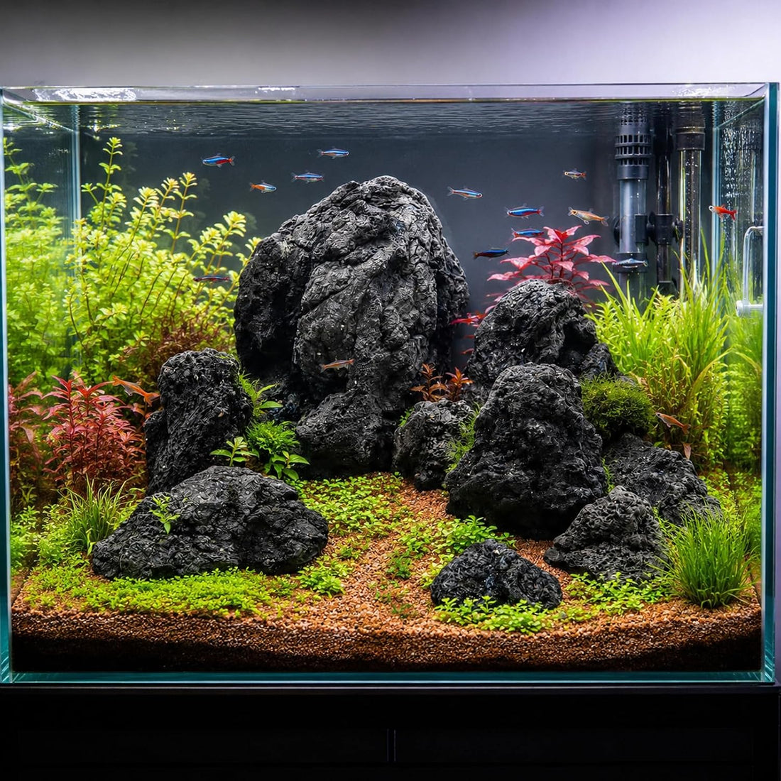 Black Lava Rock Aquarium Stones for Fish Tank,3LB 3-5inches