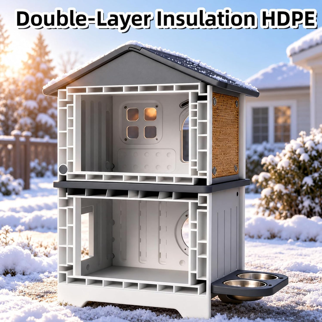 Insulated Outdoor Cat House Weatherproof for Feral Multi Cat