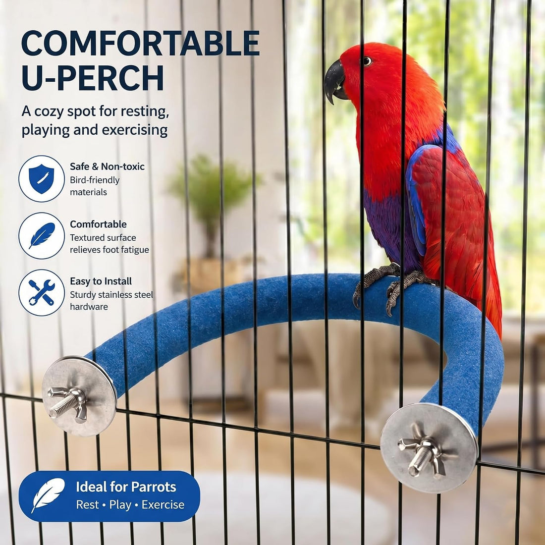 RYPET Parrot Perch Rough-surfaced