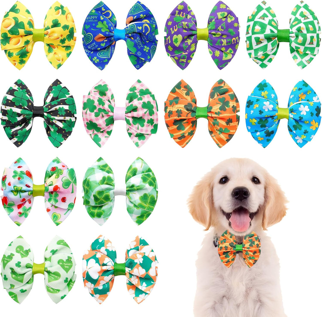 12PCS Christmas Dog Bowties Collar Attachment Sliding for Small