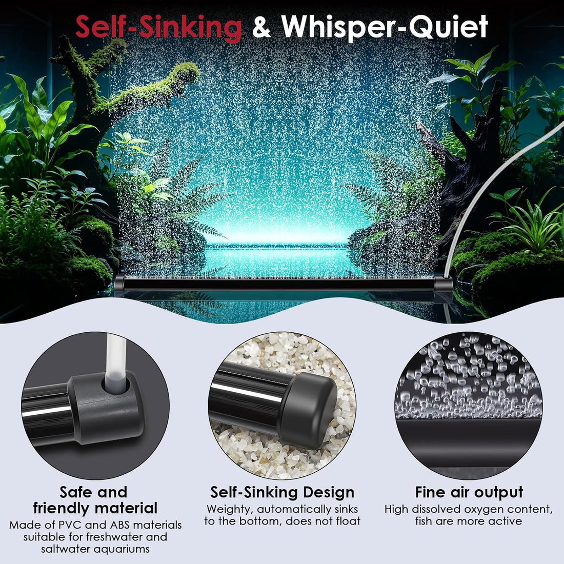 hygger Aquarium Bubble Bar, 9.8" Ultra-Fine Quiet Fish Tank Bubble