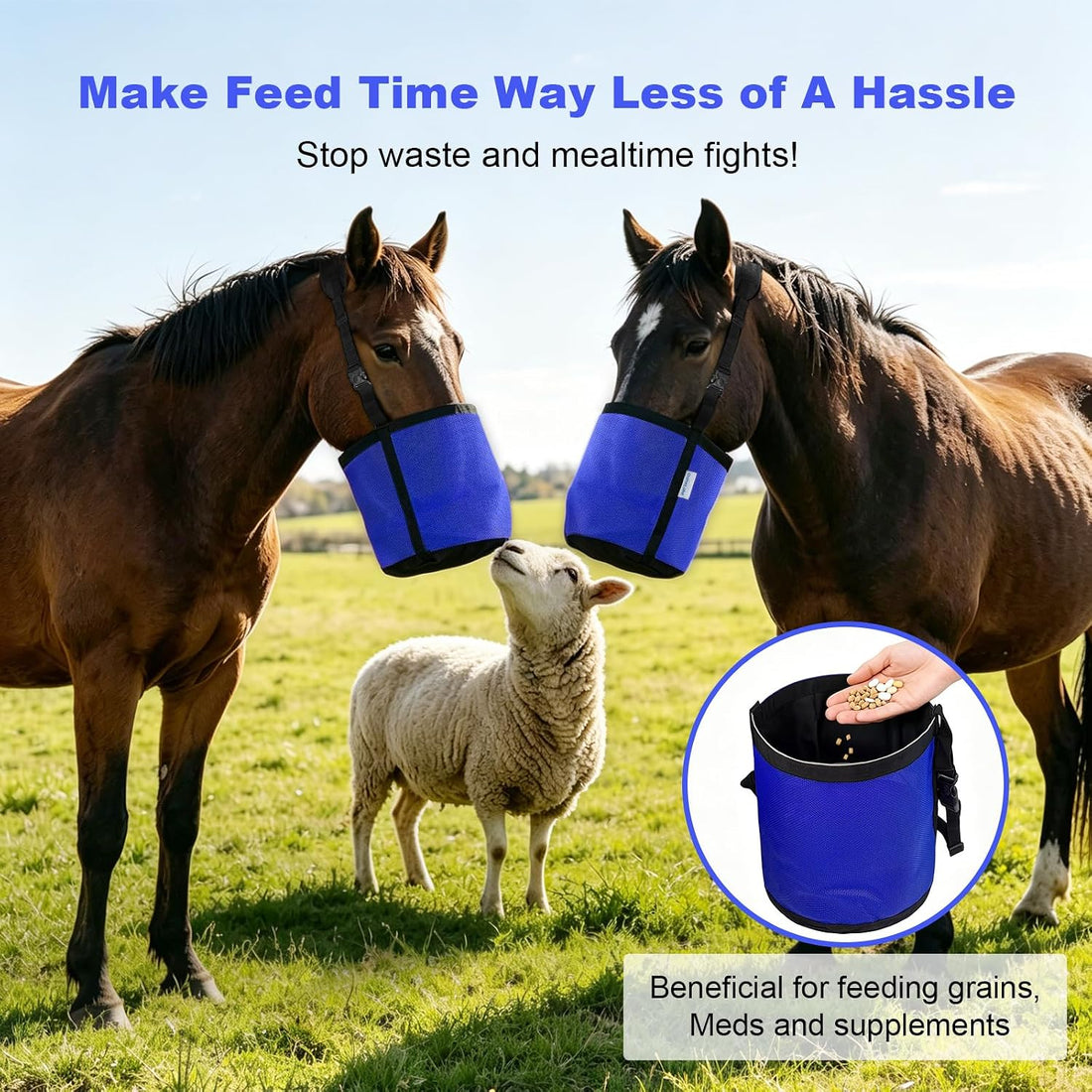 Horse Feed Bag for Grain Pack of 1