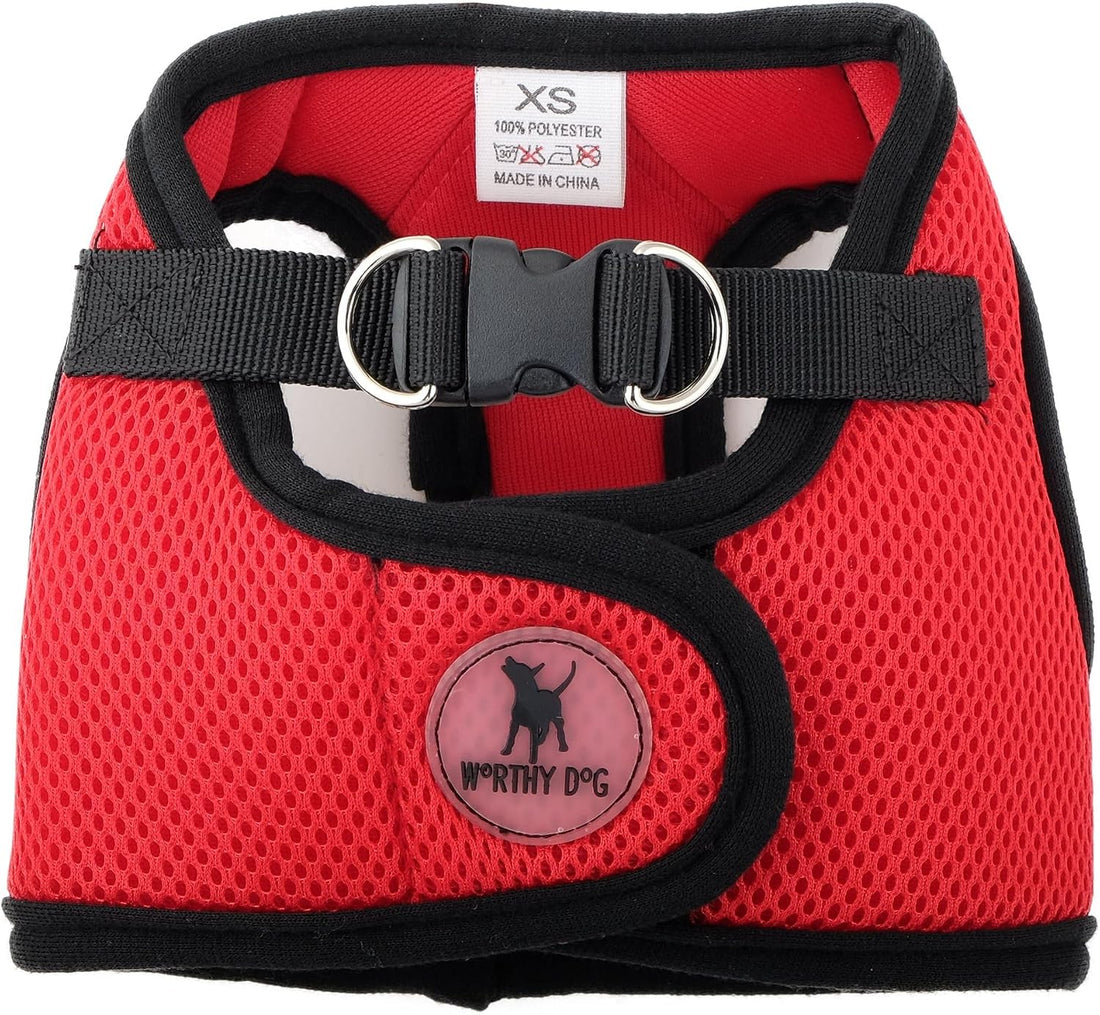 THE WORTHY DOG Easy Step-in Mesh Harness for Medium Dogs, Black