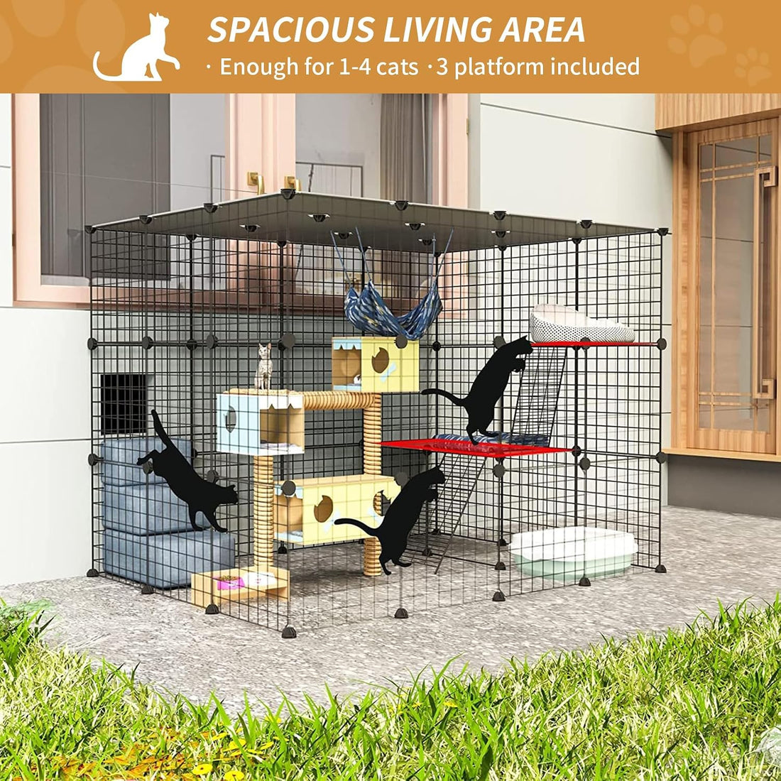 Oneluck 41 Inch Catio Outdoor Cat Enclosure with Super Large Enter