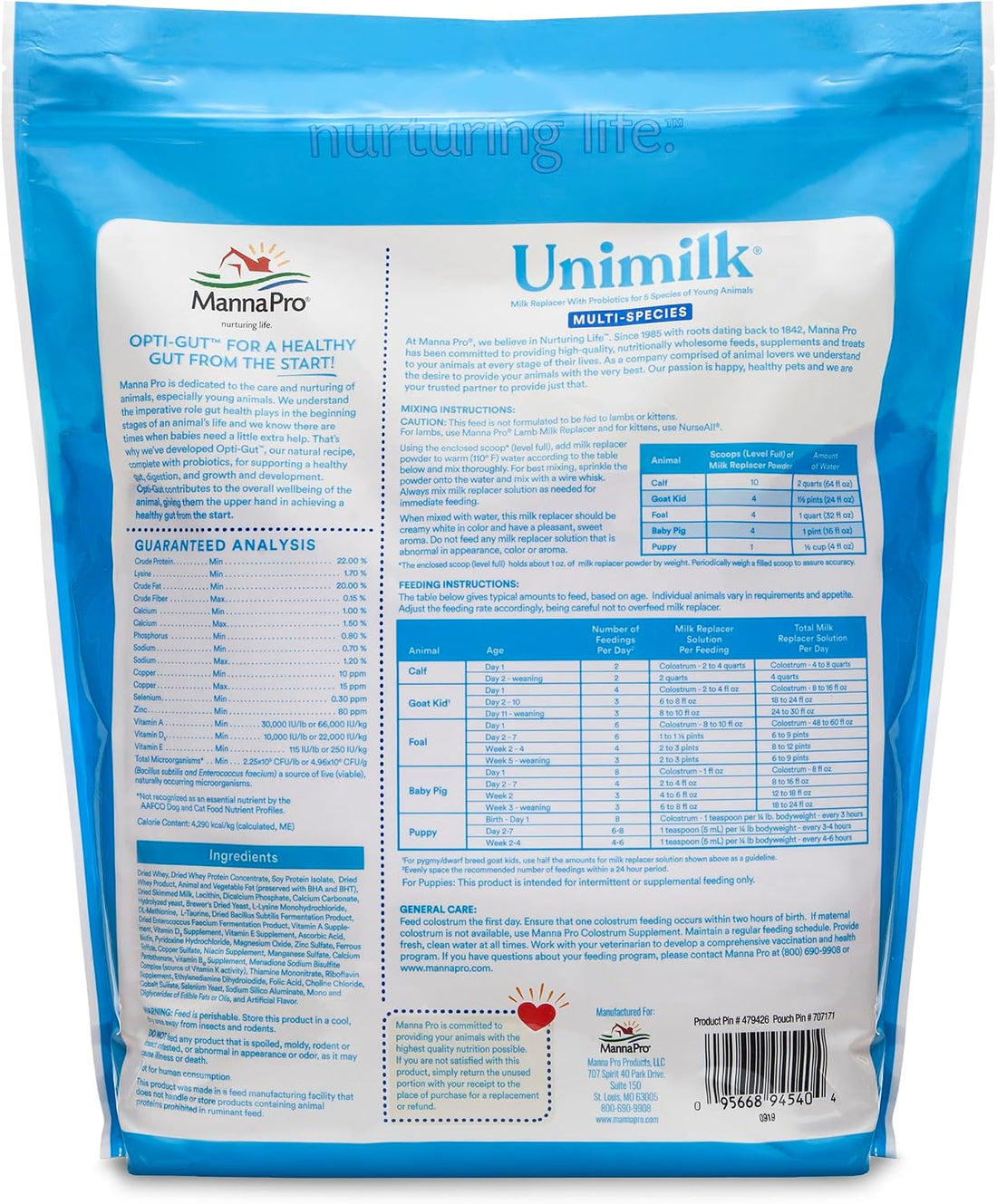 Manna Pro UniMilk Multi-Species Milk Replacer | Great for Puppies