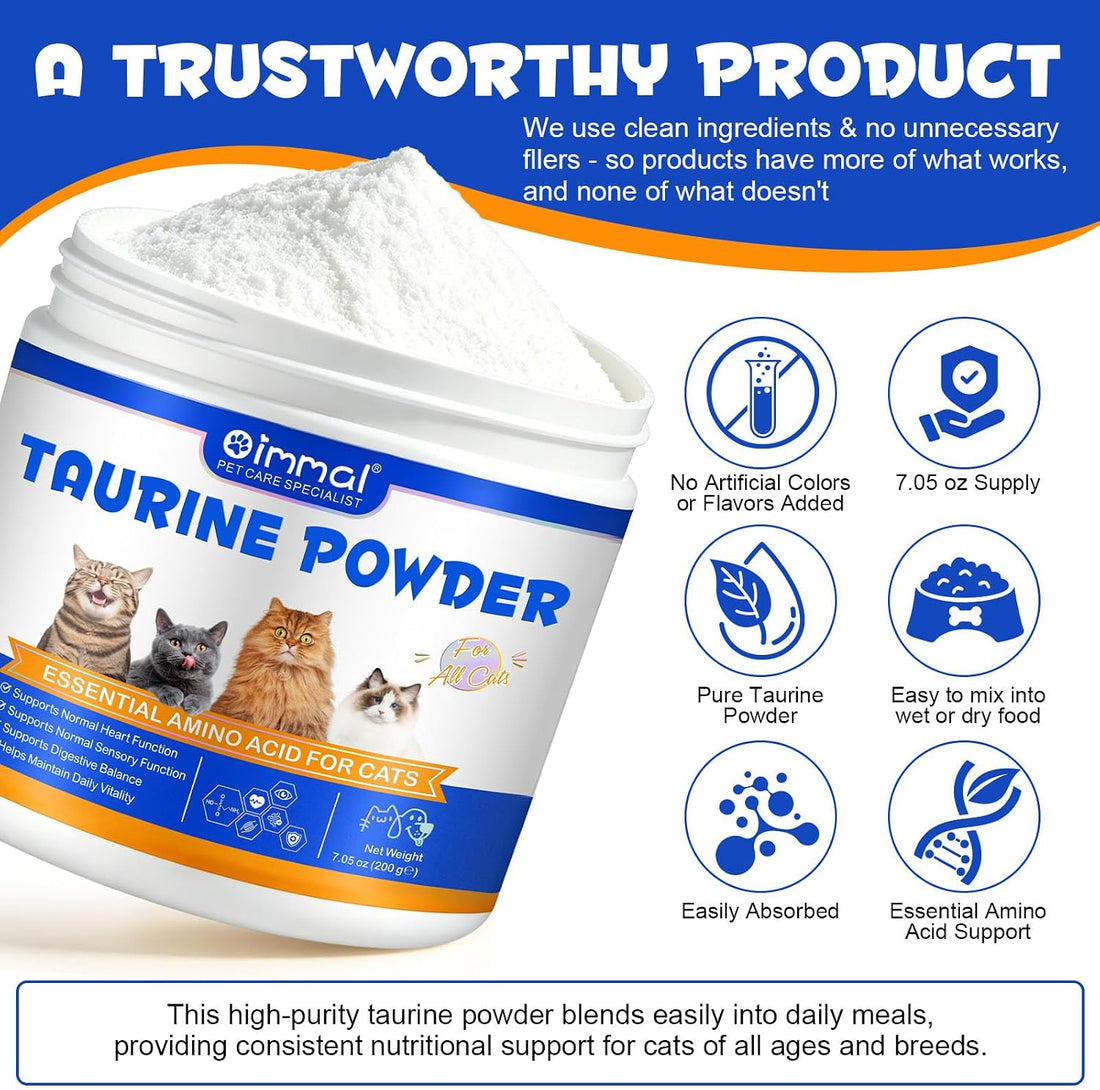 Taurine for Cats – Pure Taurine Powder Supplement for Kittens & Adult