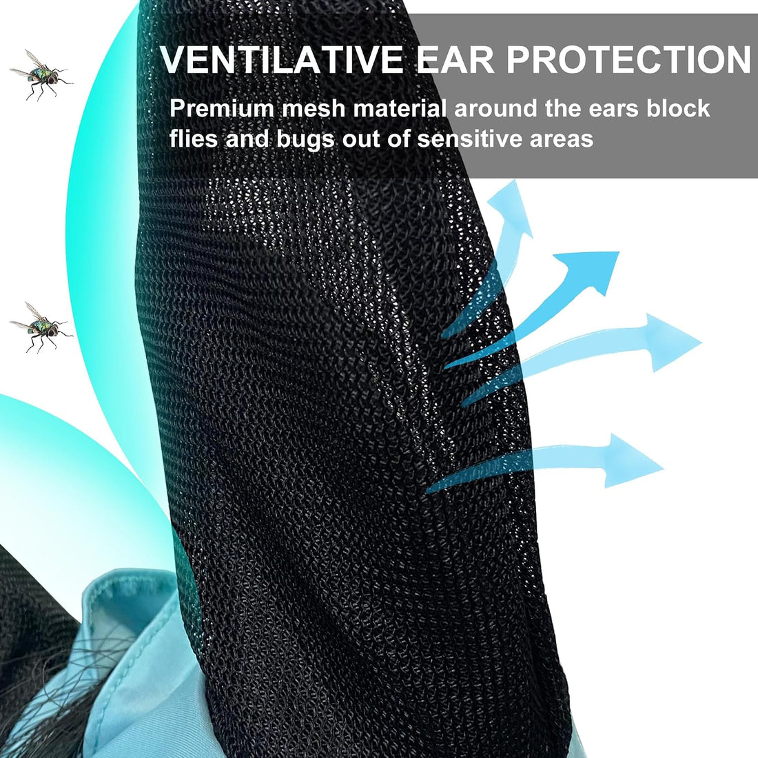 Elastic Fly Mask for Horse with Ear, Equine Fly Mask UV Protection