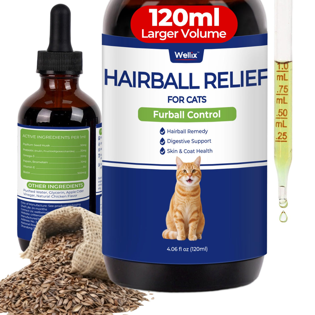 Wellix 120ml Cat Hairball Remedy Drops