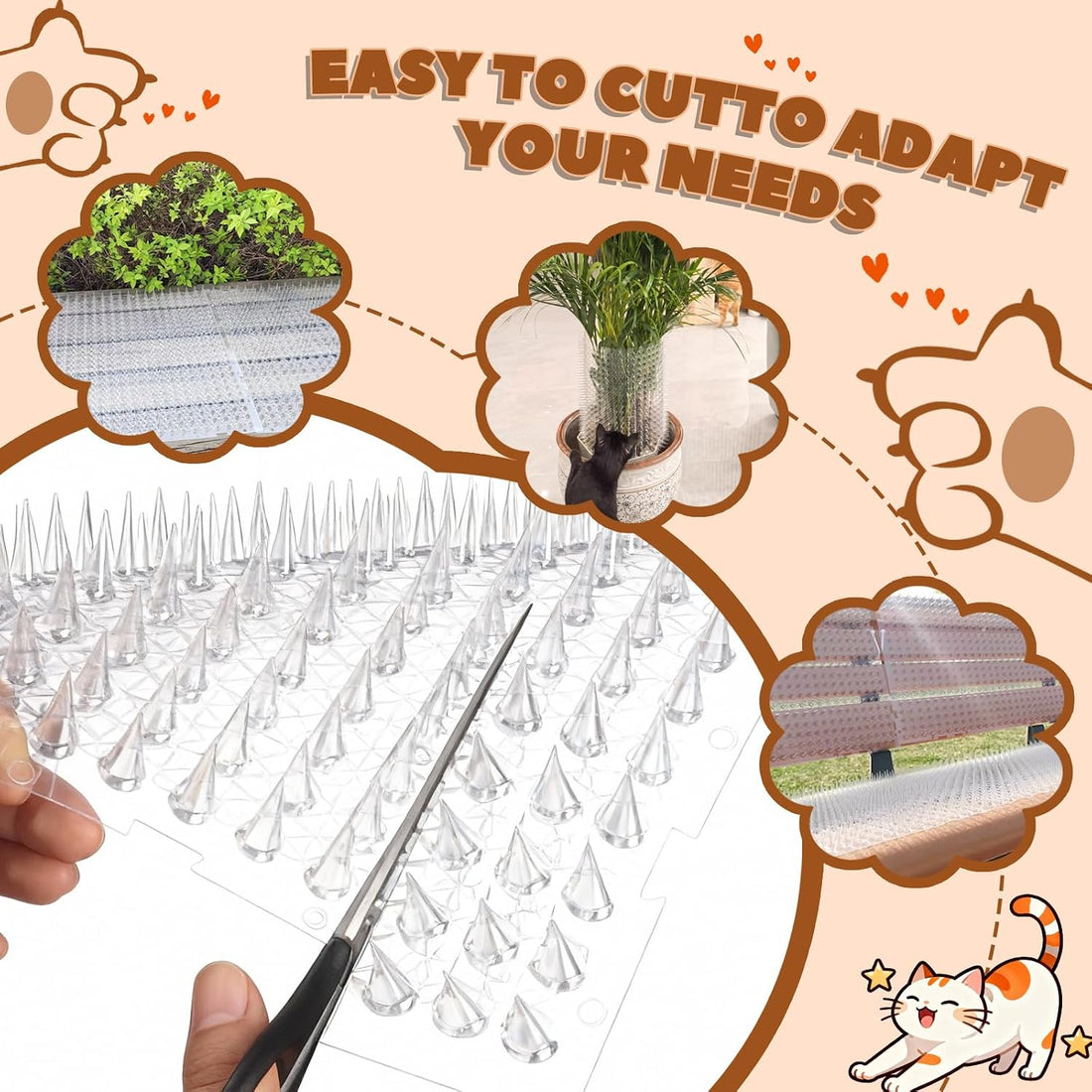 12Pack 16 x 13 in Scat Mat for Cats, Cat Repellent Mat with Spikes