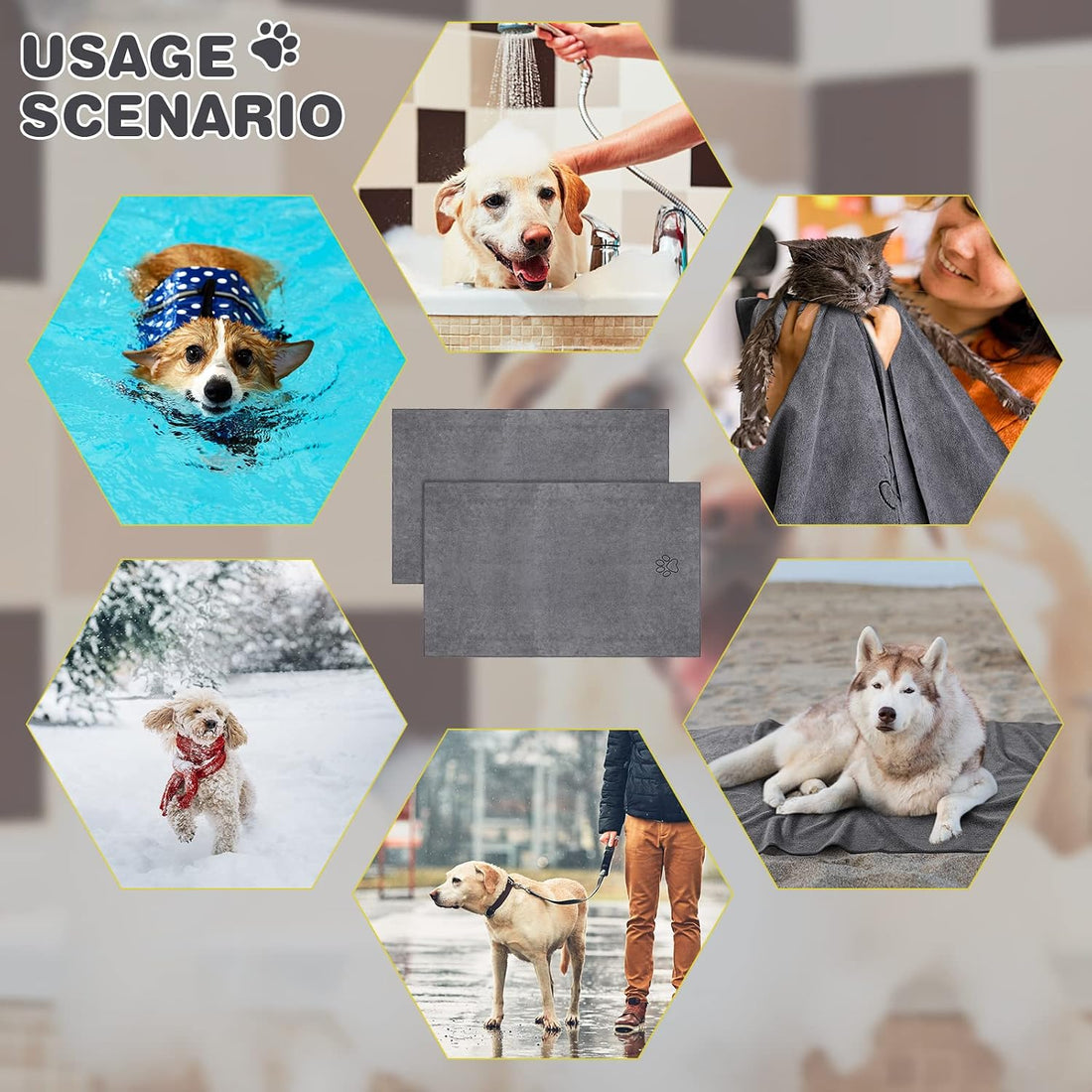 Chumia 4 Pcs Dog Towels for Drying