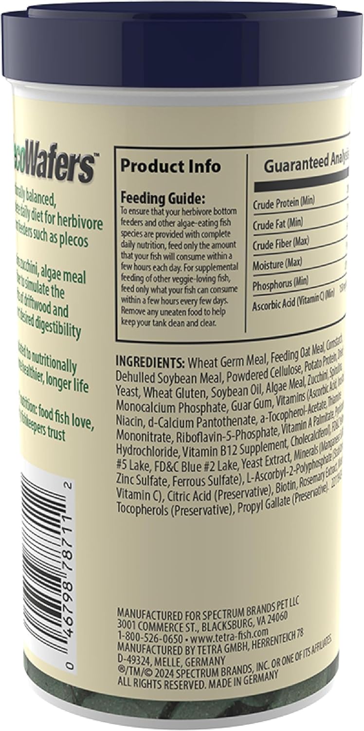 Tetra PlecoWafers Fish Food for Algae Eaters, 3.03 oz