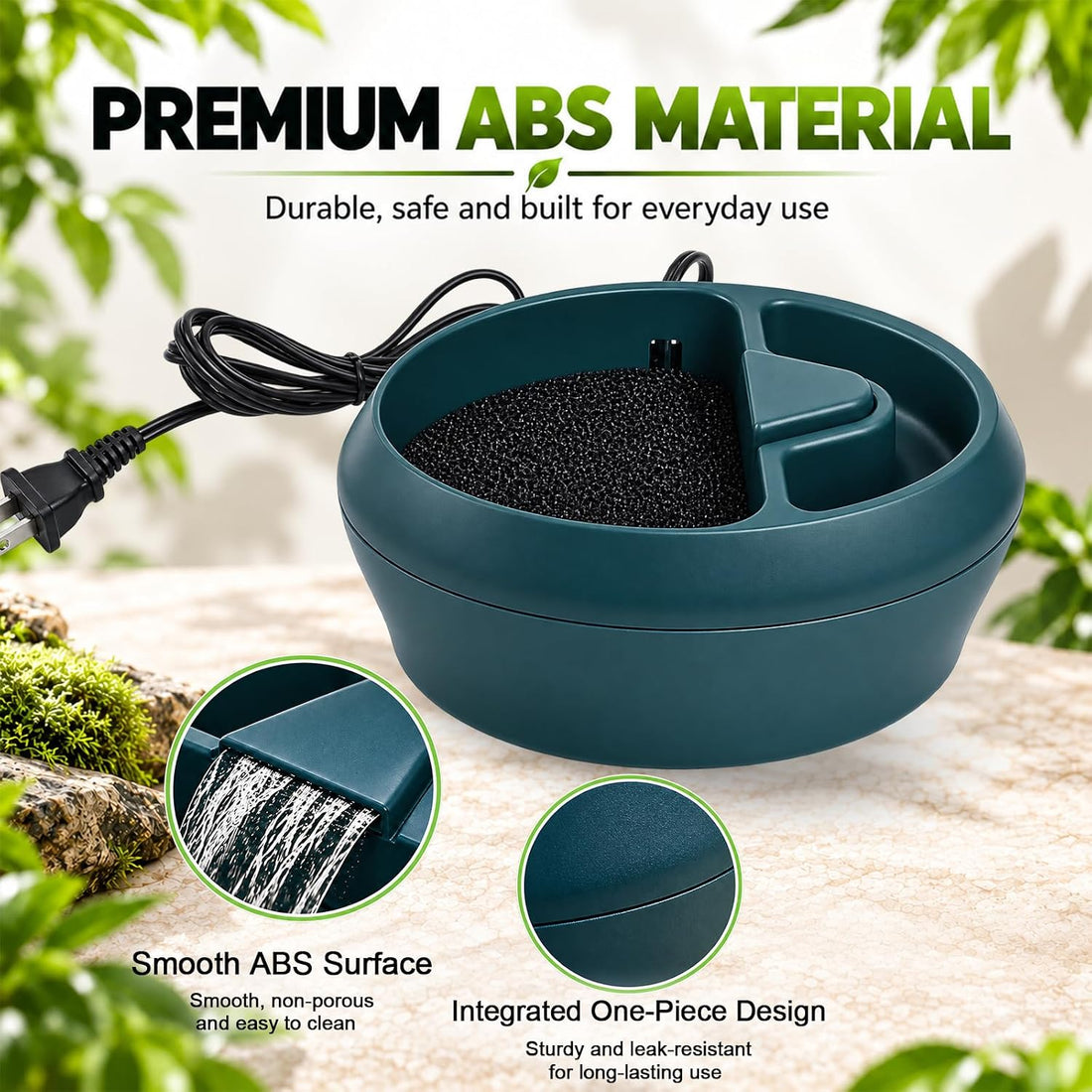 700ml Reptile Waterfall Fountain with Feeder Bowl
