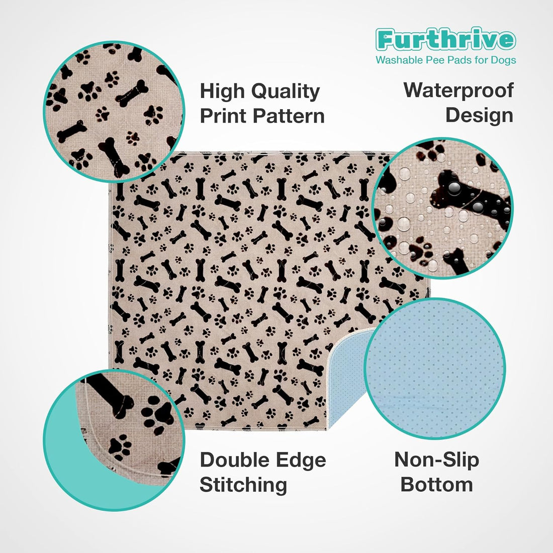 Furthrive Washable Pee Pads for Dogs with Pheromone Attraction