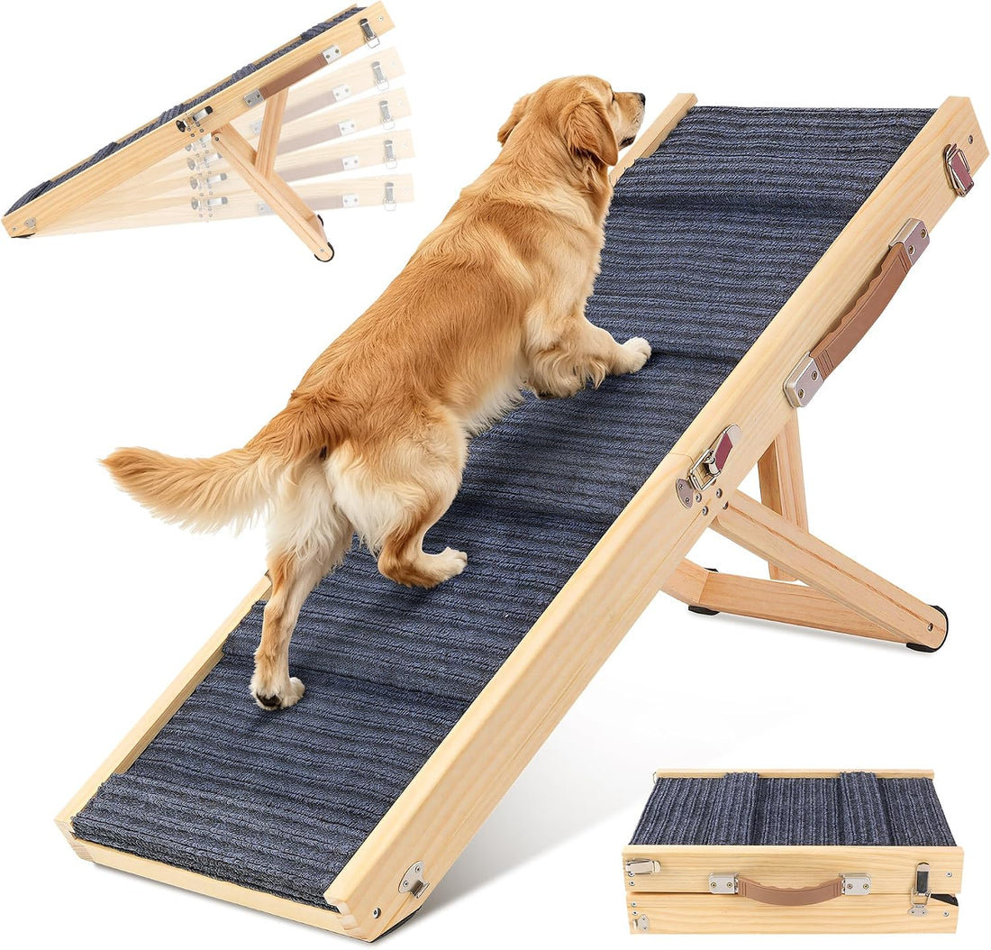 Dog Ramp for Bed, 24" H Adjustable Folding Ramp for Dogs to Get on Bed