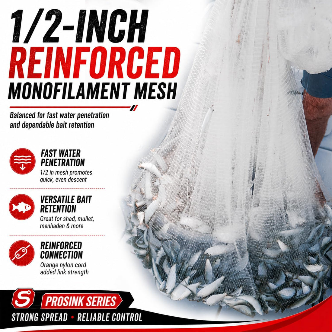 1.2 lb/ft Chain Cast Net, Throw Net with 304 Stainless Steel Chain