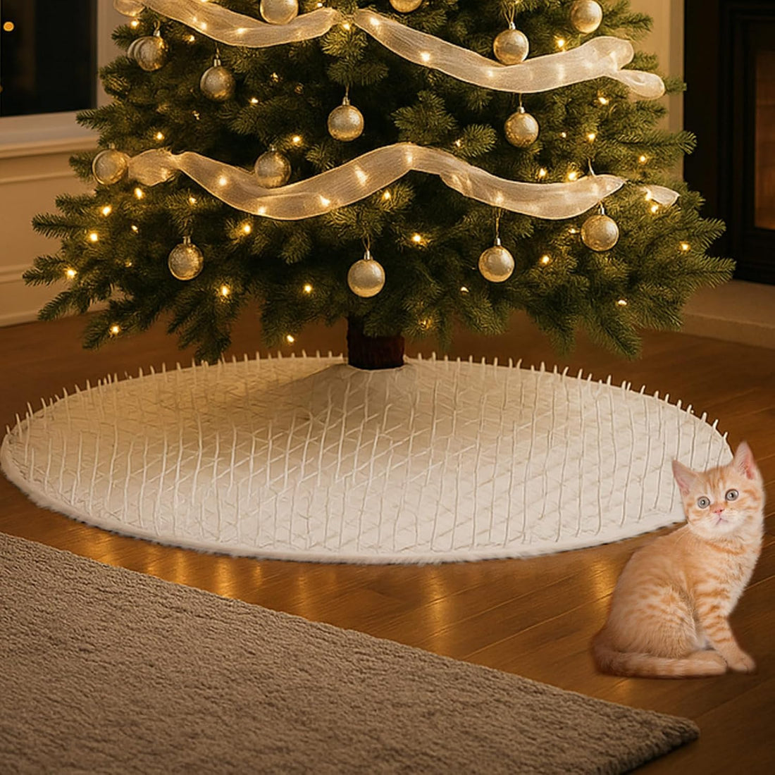 Christmas Cat Proof Tree Skirt Kit with Soft White Tree Skirt