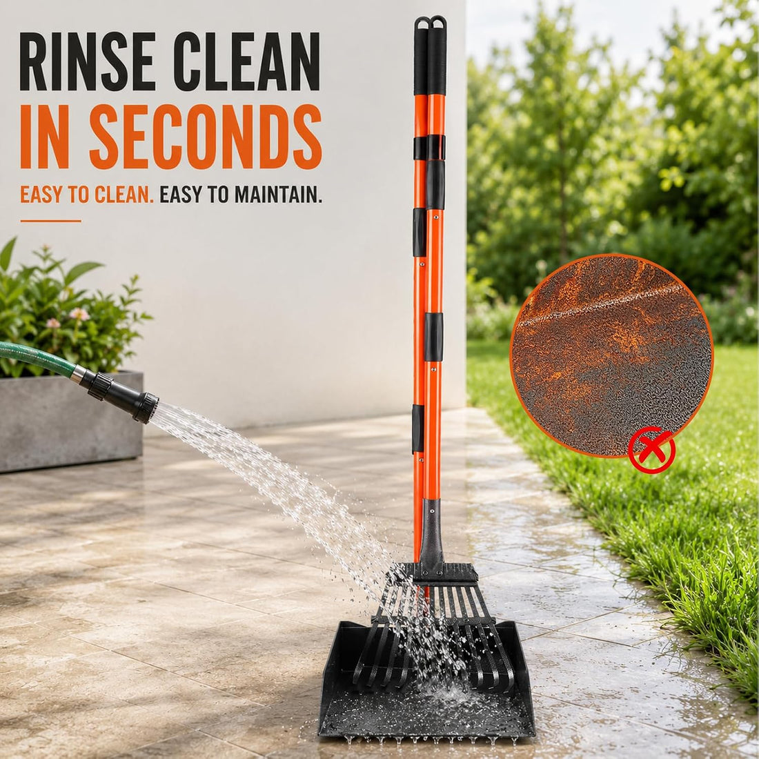 Pooper Scooper for Dogs, 38" Long Handle Metal, XL Tray, 3-Piece Set