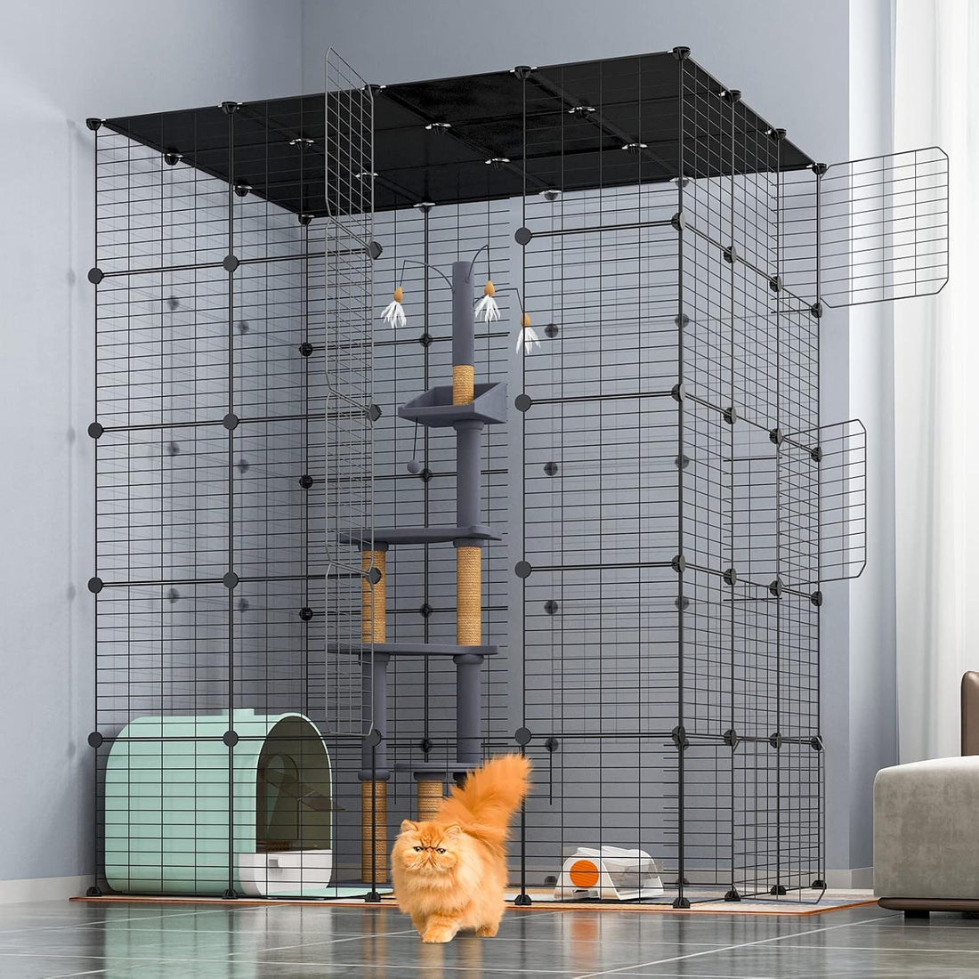 Oneluck 5-Tier 69 Inch Large Cat Cages DIY Cat Playpen Detachable