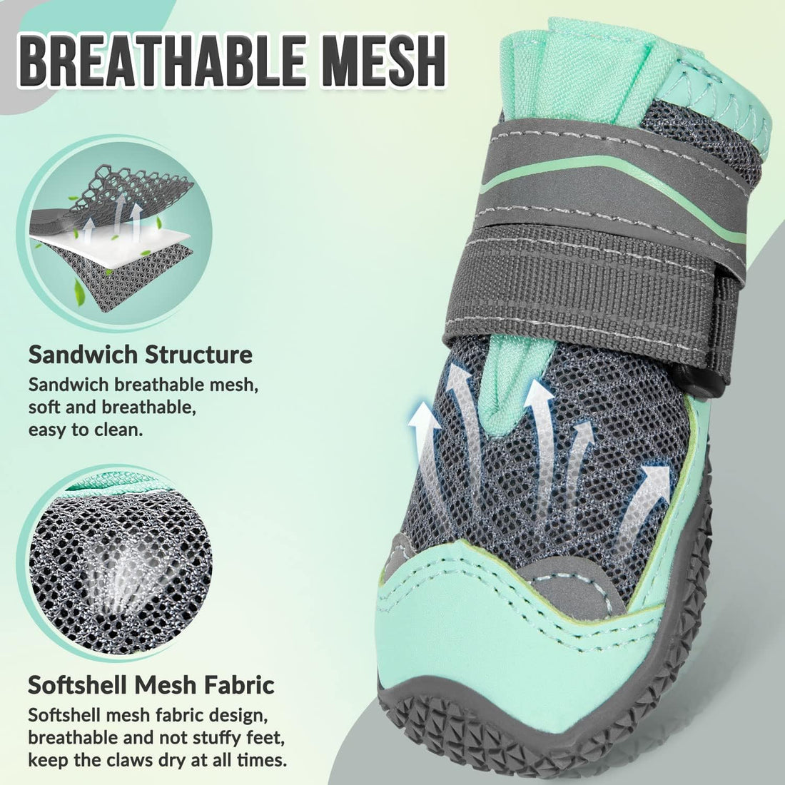 SlowTon Dog Shoes for Large Small Medium Dogs - Breathable Dog Boots