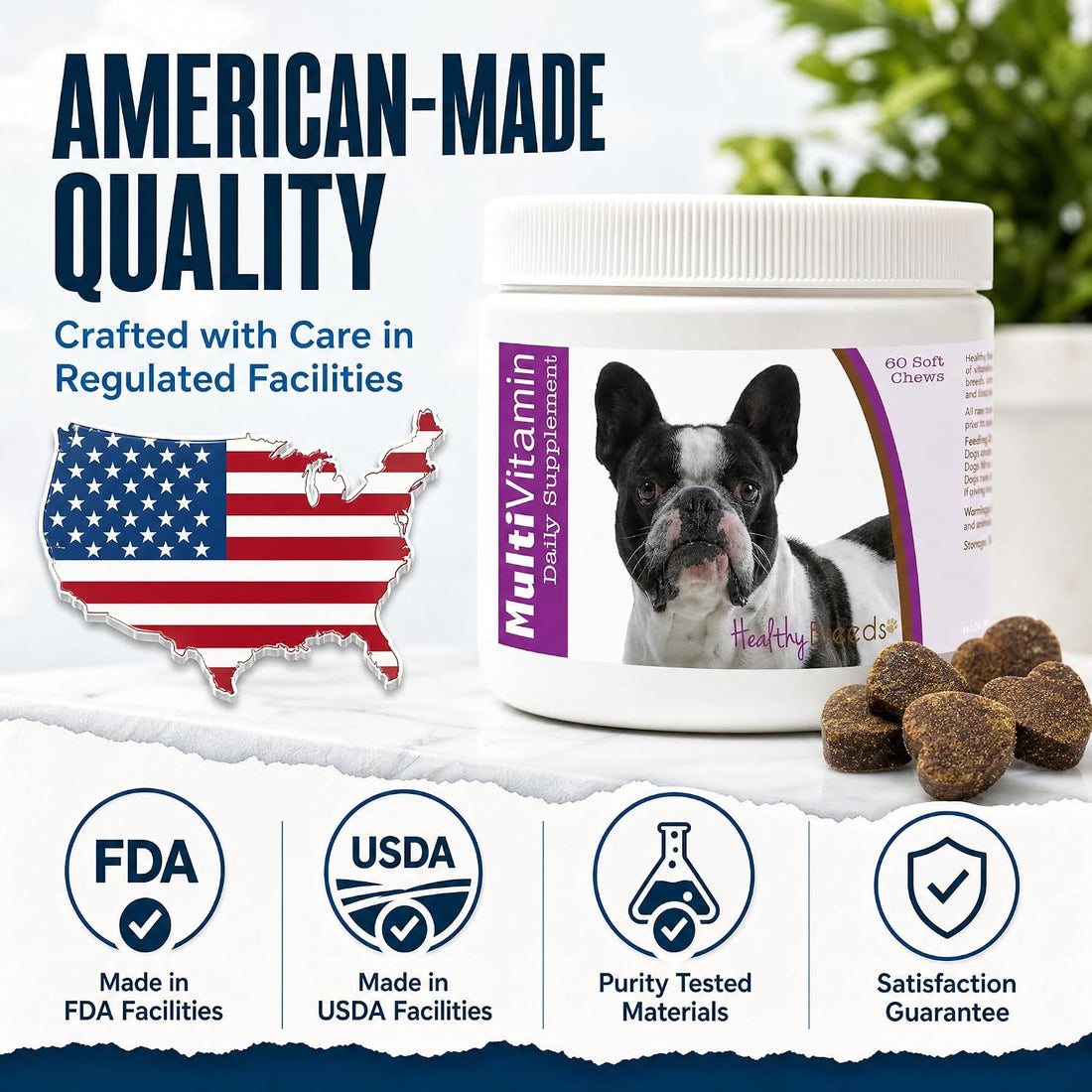 Healthy Breeds French Bulldog Multi-Vitamin Soft Chews 60 Count