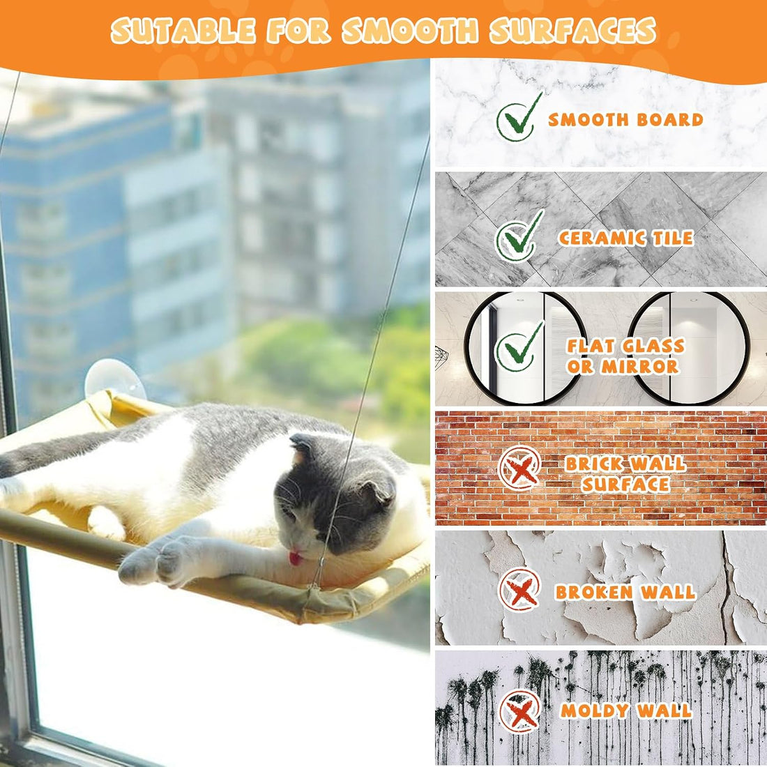 4 Pieces Cat Window Perch Suction Cup