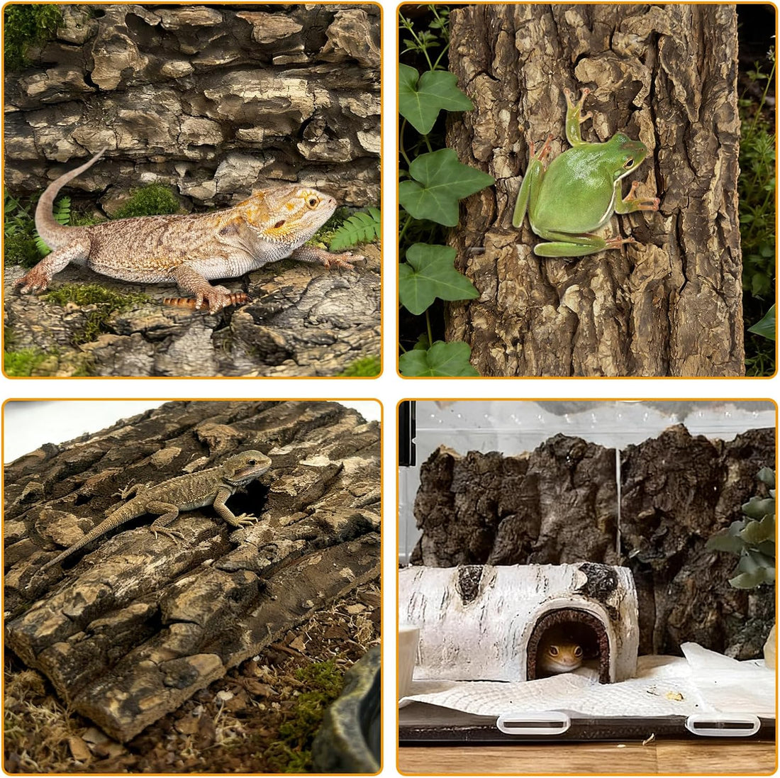 Reptile Cork Bark Bedding 6PCS Bearded Dragon Climbing Wall Mat
