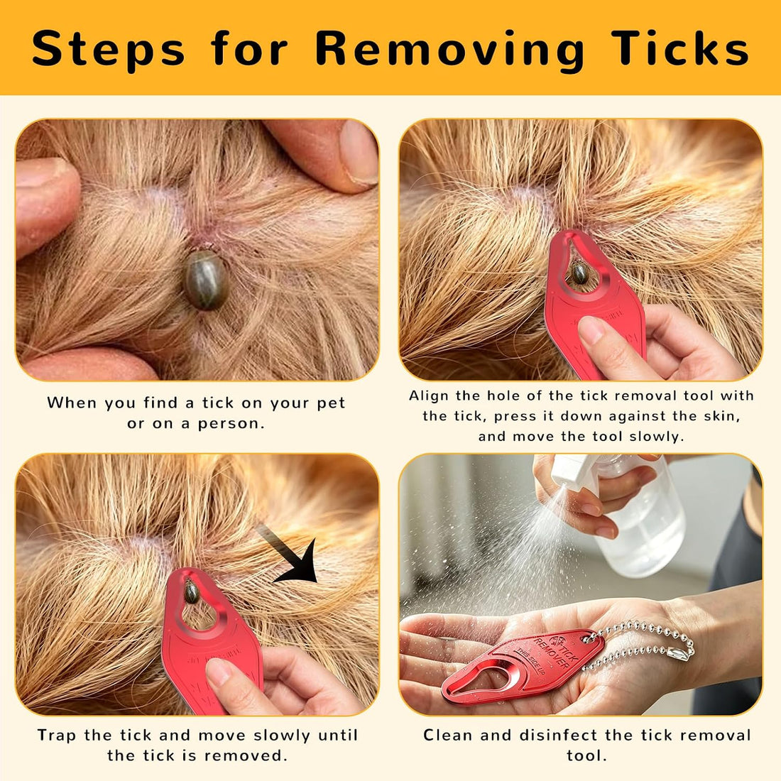 Tick Remover Tool 3 Pack – Tick Removal Tools for Dogs, Pets & Humans