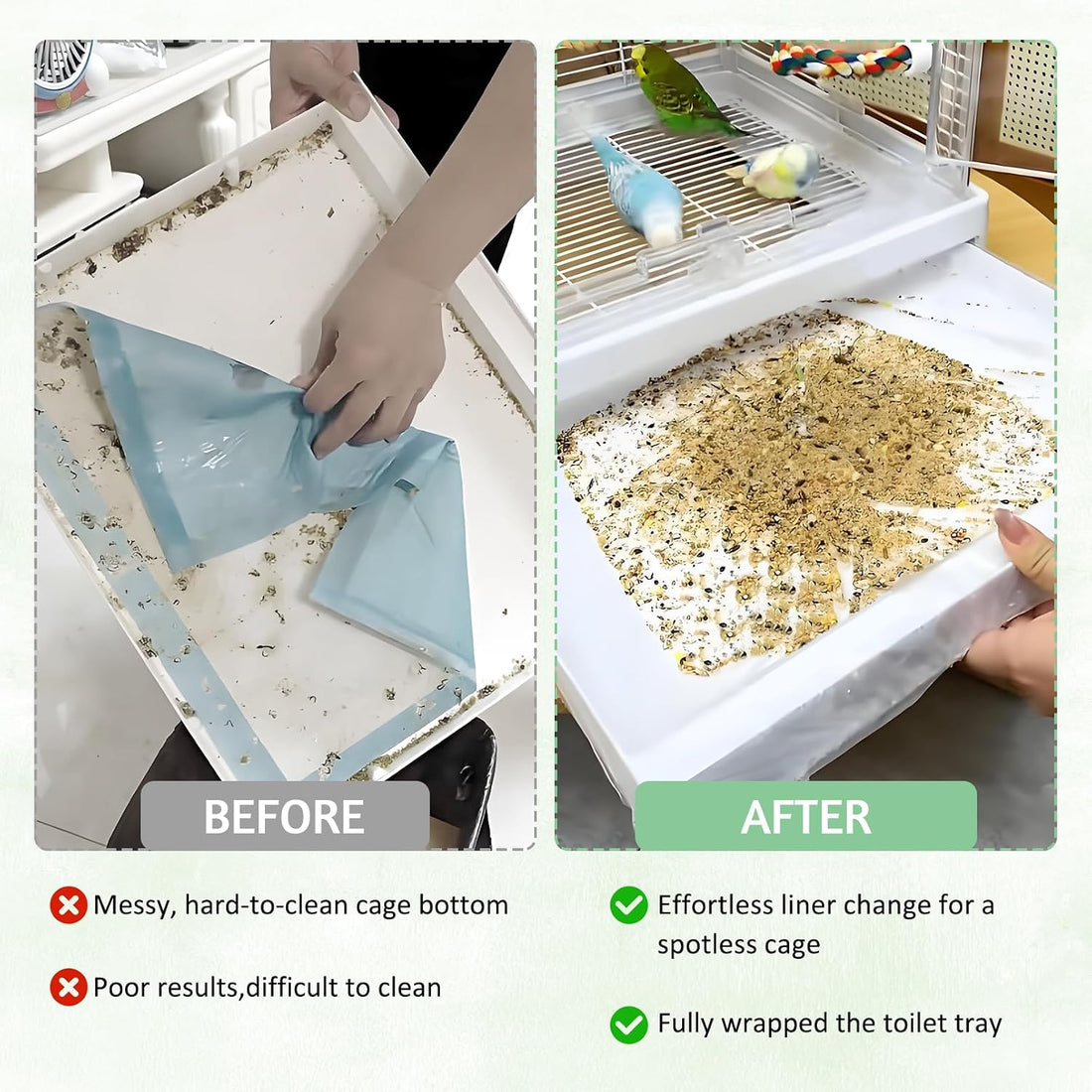 Tfwadmx 20 PCS Disposable Bird Cage Liner Bags 34'' x 22'' Plastic