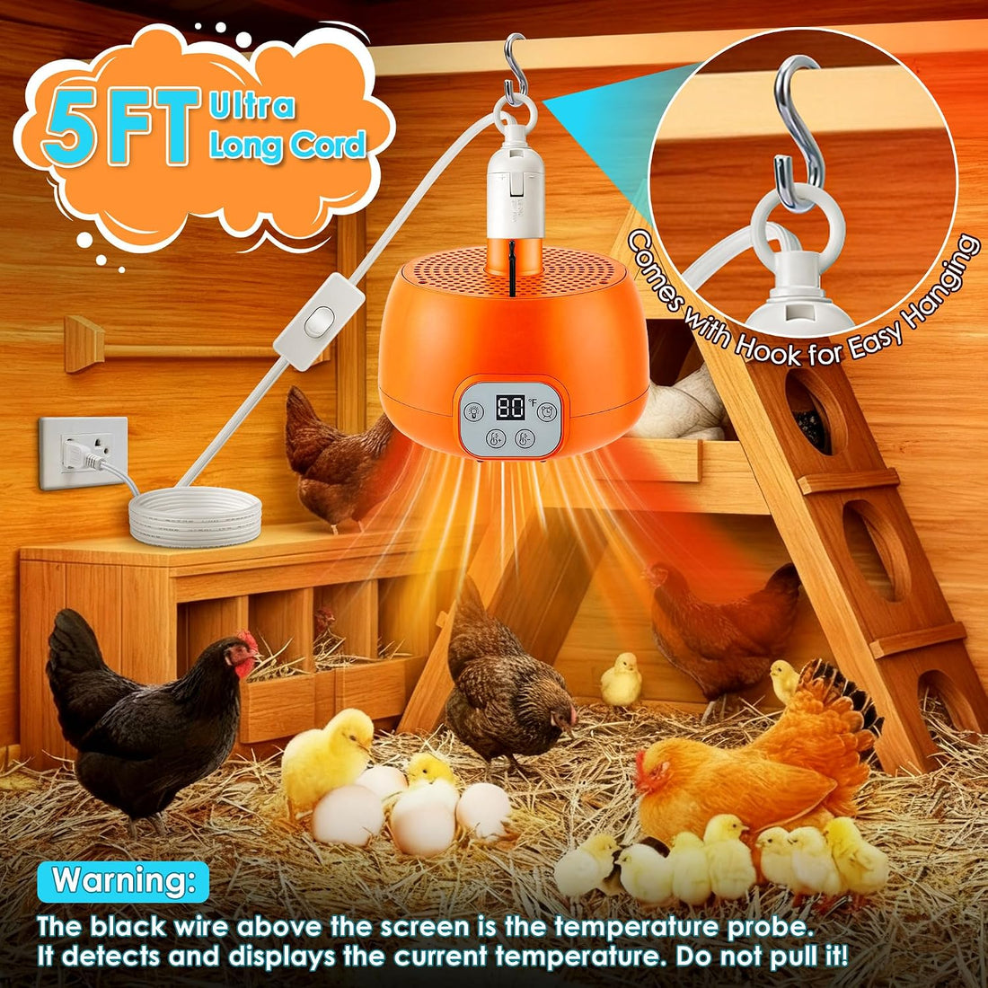 Enhon 2 Pack Chicken Coop Heater with Remote