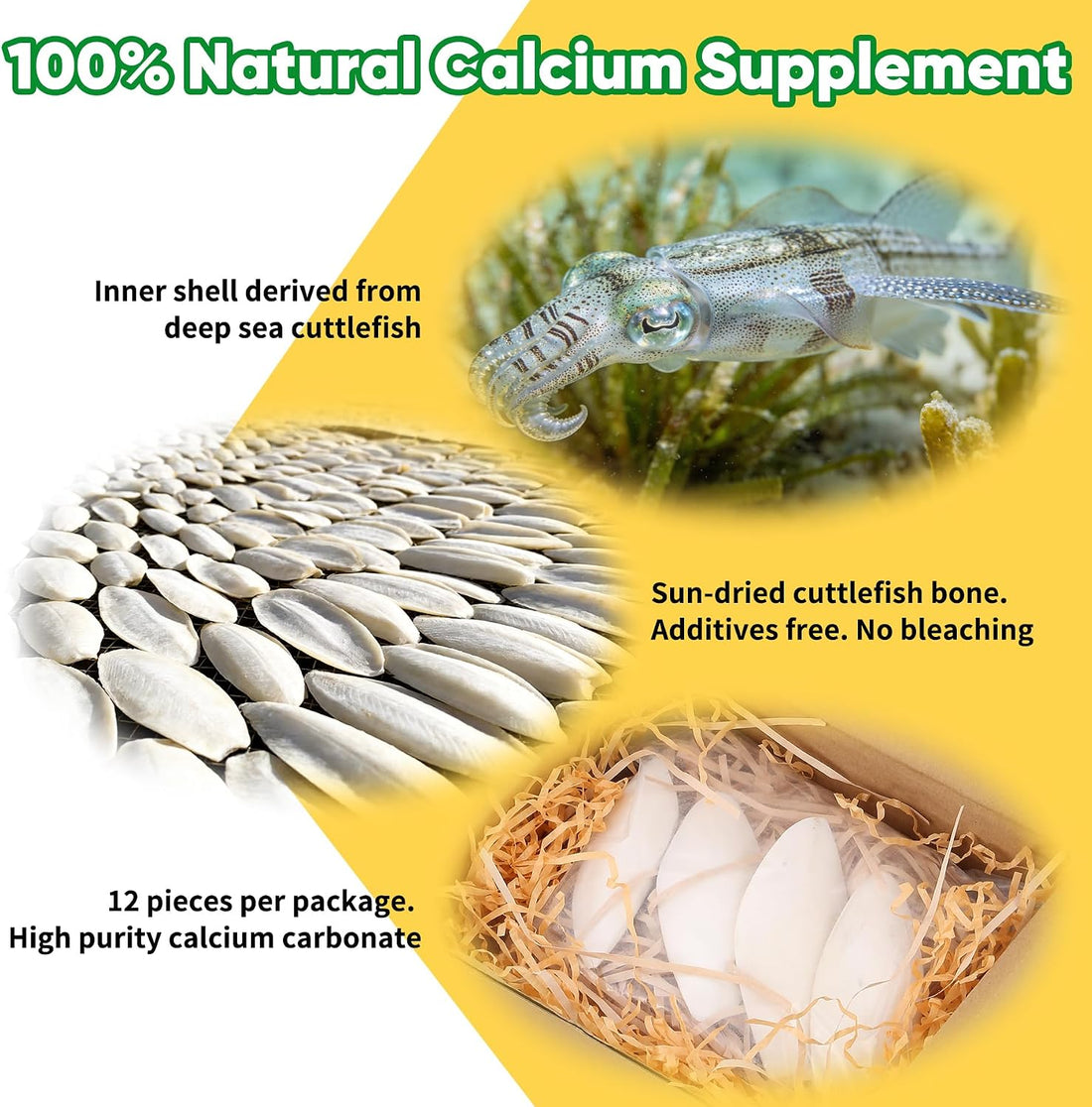Amzey 12 Pack Cuttlebone for Birds