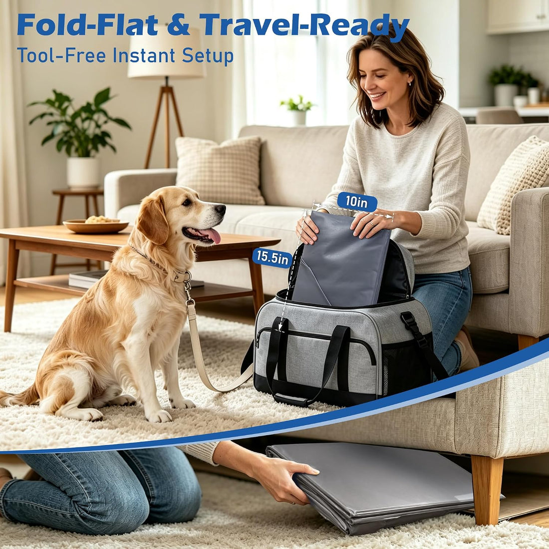 Foldable Dog Litter Box, Waterproof Dog Pee Pad Holder, Dog Potty Tray