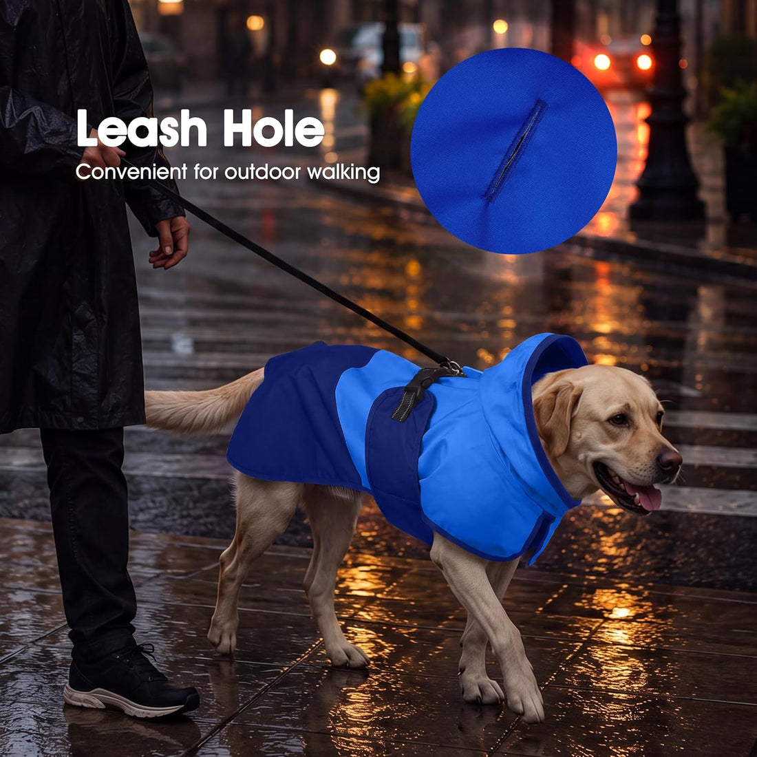 Lelepet Dog Raincoat,Reflective Dog Rain Jacket with Hood,Leash