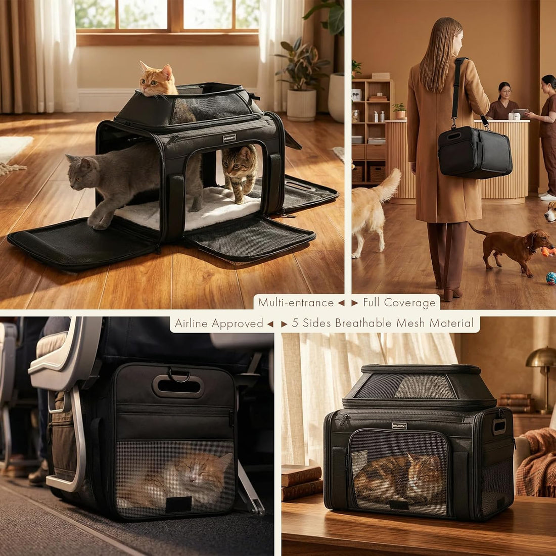 Top-Expandable Pet Carrier with Treat & Pet Window,18x11x11