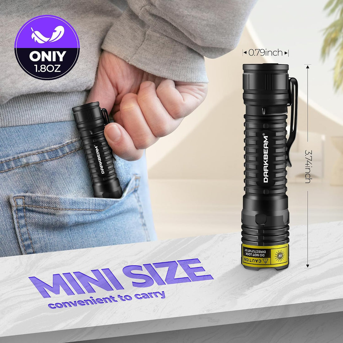 DARKBEAM UV Flashlight 395nm LED Black Light Woods Lamp Ultraviolet