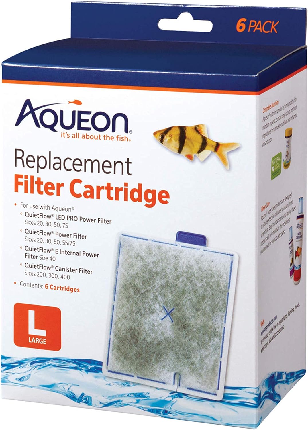 Aqueon Aquarium Fish Tank Replacement Filter Cartridges Large - 3 pack