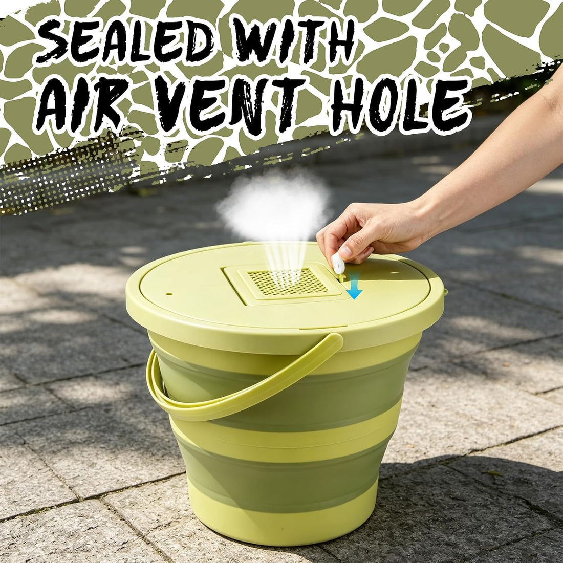Snake Bucket 15L /4.Gal–Collapsible Container with Vented Seal Lid