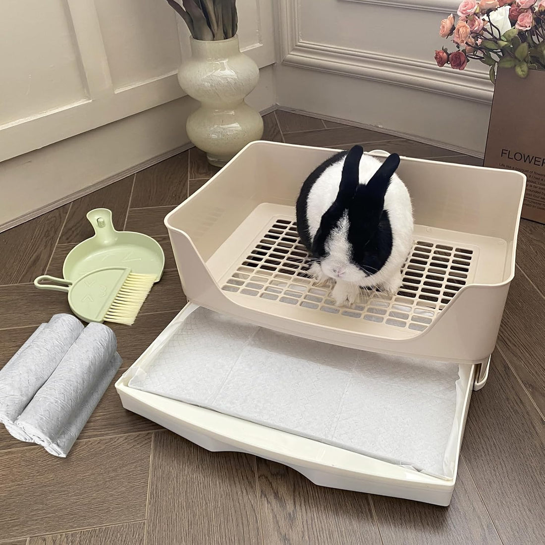 Large Rabbit Litter Box Bunny Potty Training Corner Litter Pan