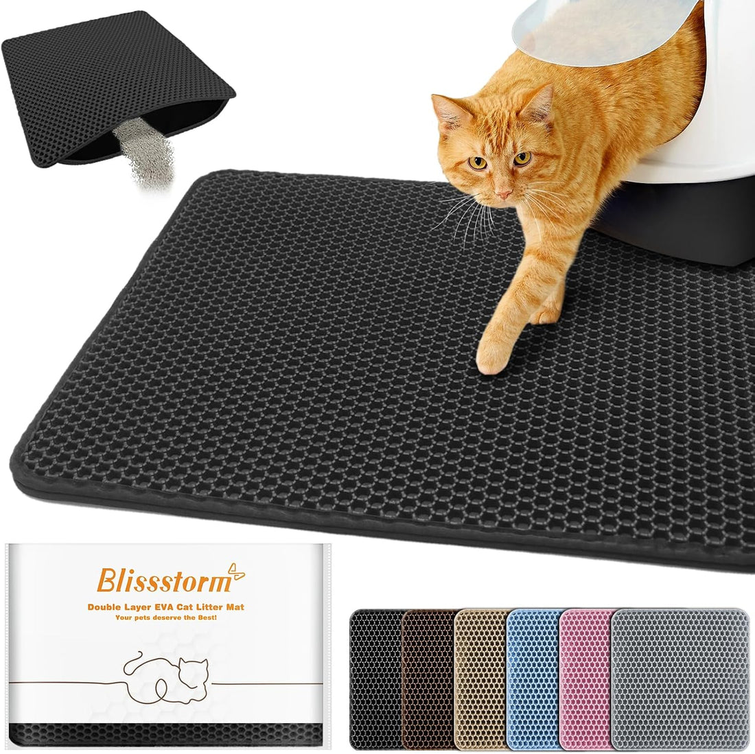 Cat Litter Mat 16"x20",Double Layer EVA litterbox Mat