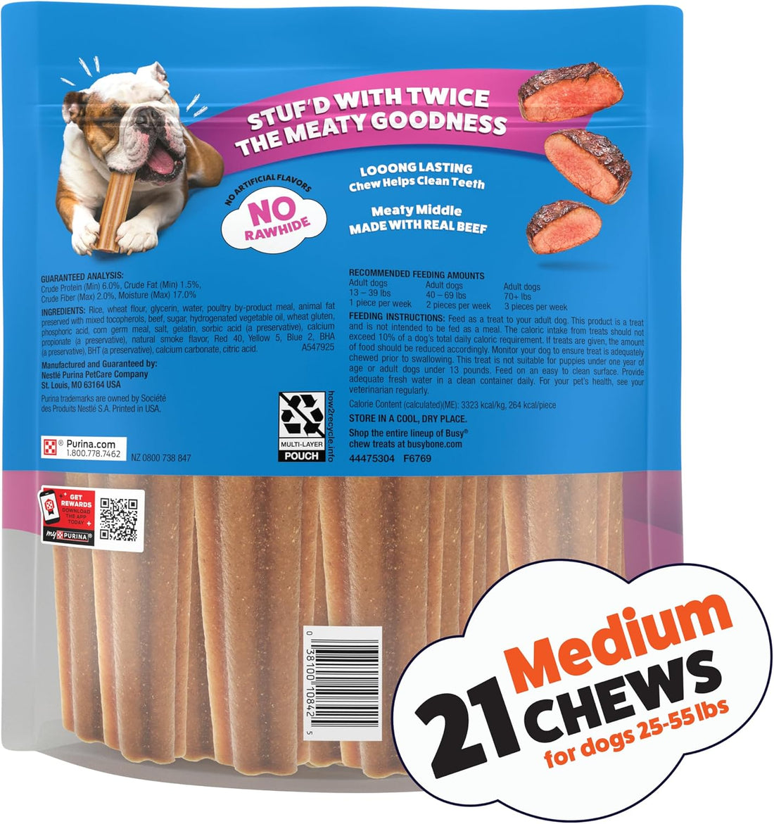 Purina Busy Stuf’d Medium Long Lasting Dog Chews - 21 ct. Pouch