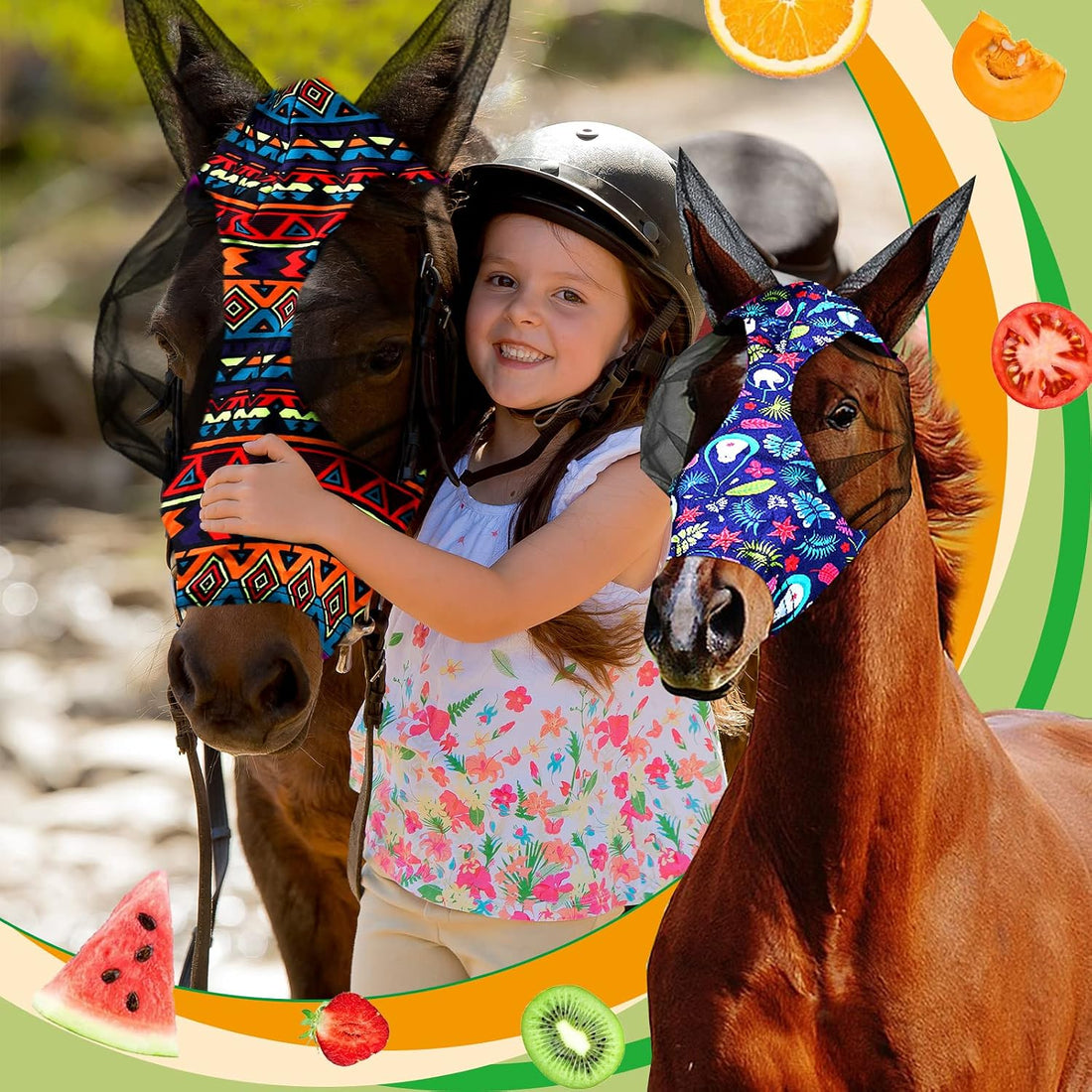 Weewooday 2 Pieces Horse Fly Masks for Horses Soft Fly Masks for Ears