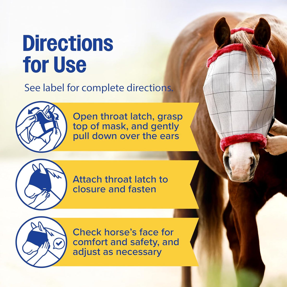 Farnam SuperMask II Horse Fly Mask Without Ears For Eyes, Regular Size