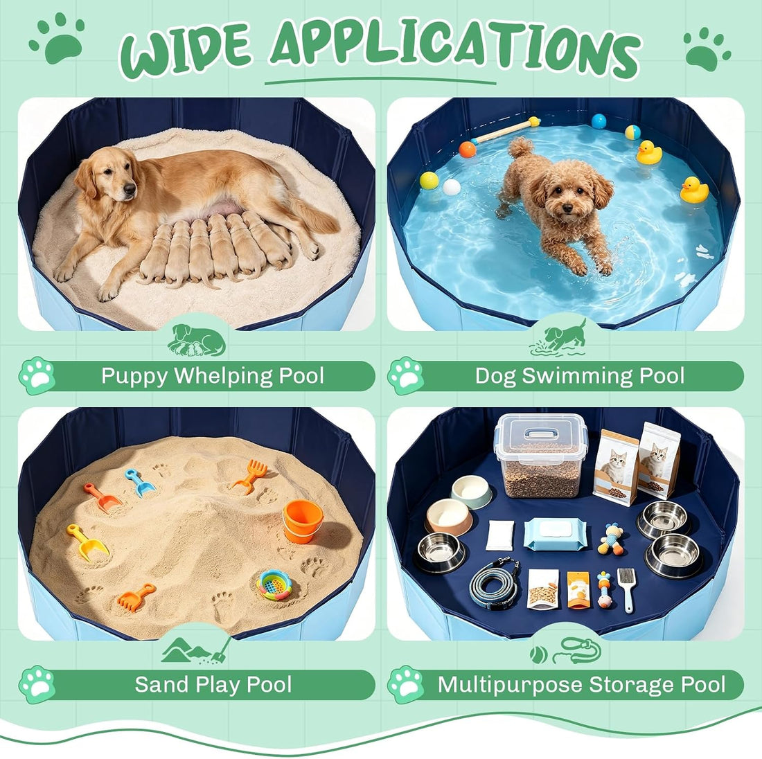 Foldable Dog Pool 47'' x 12''(120 x 30cm)