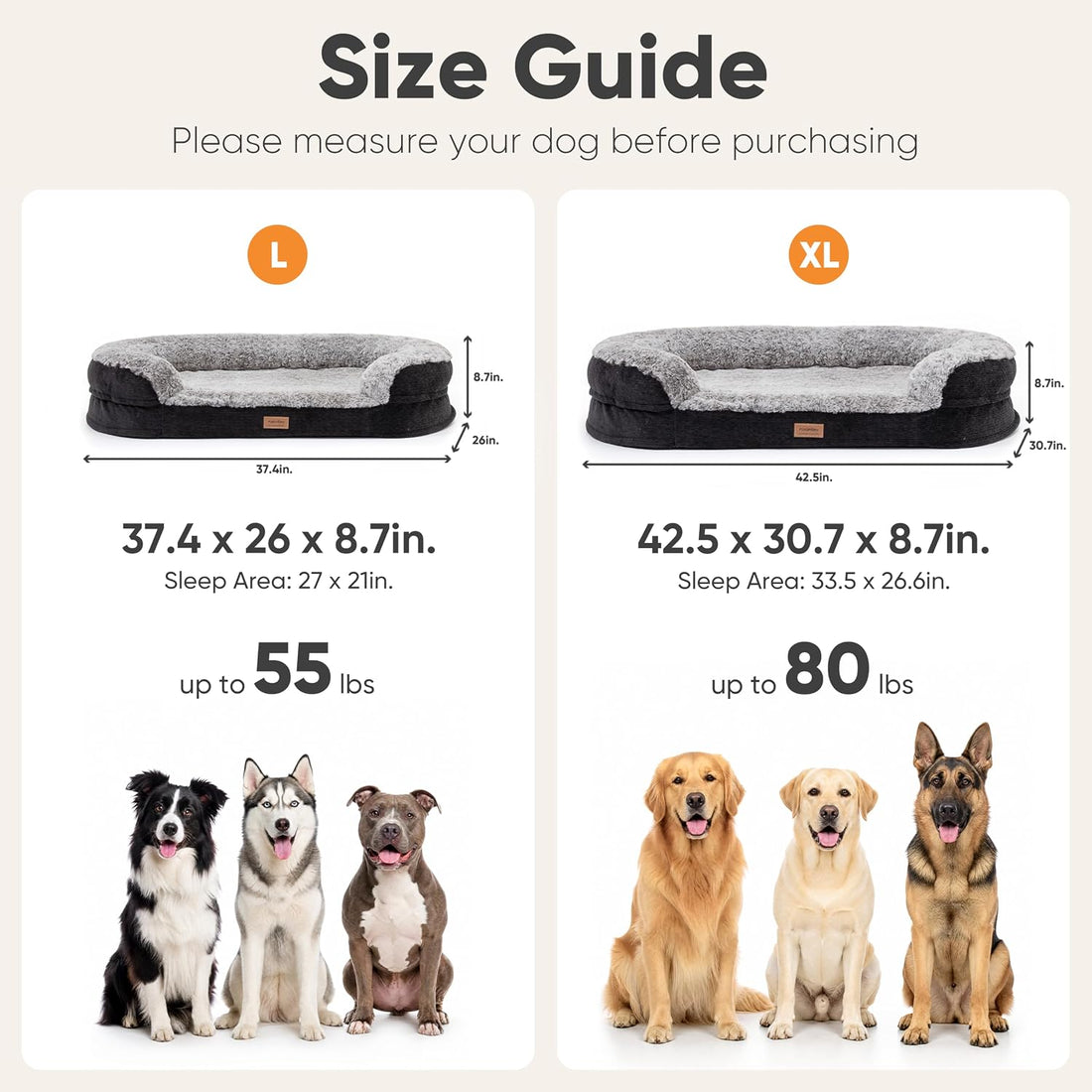 FUKUMARU X-Large Thickened Dog Couch Bed, Orthopedic