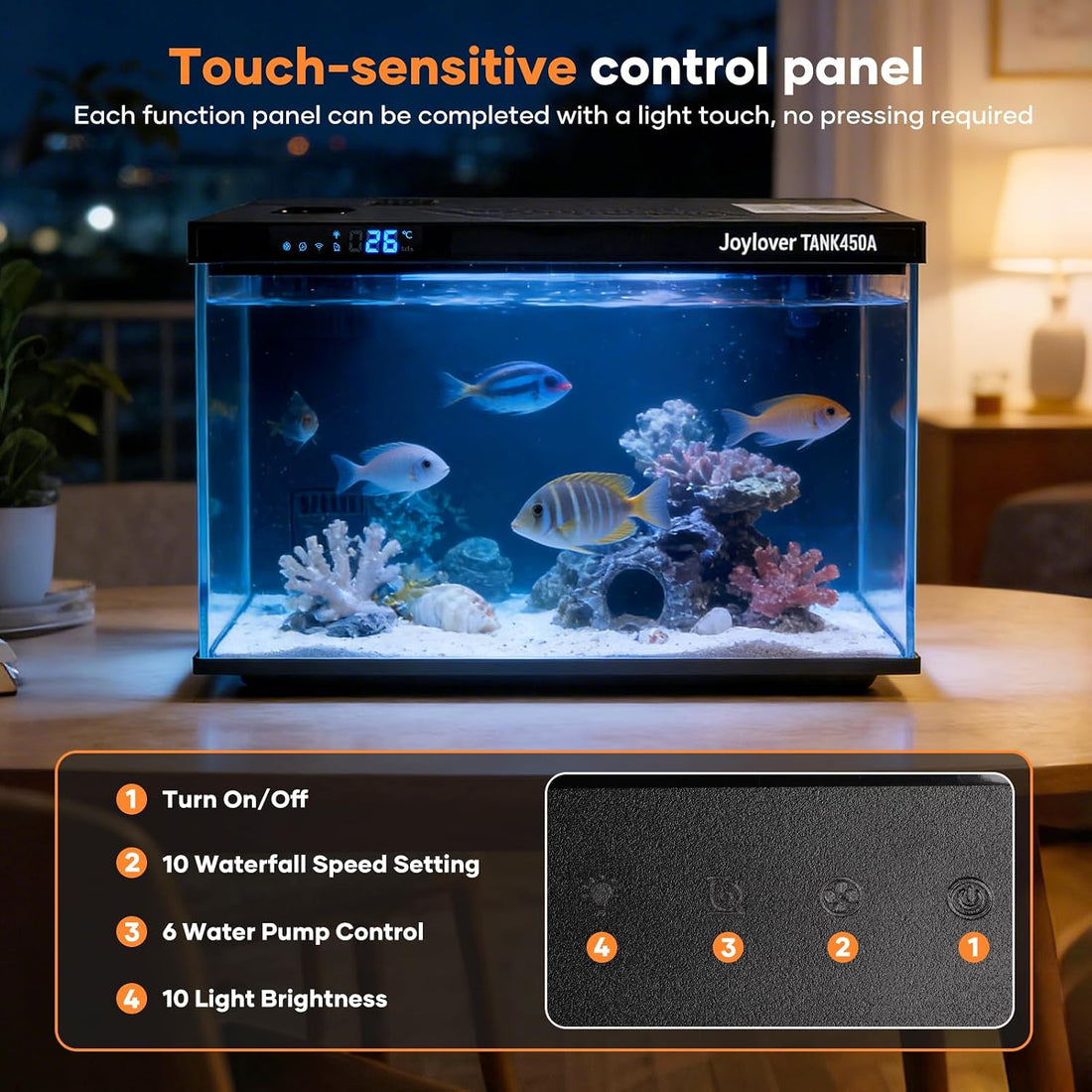 7.5 Gallon Smart Fish Tank with App-Controlled LED