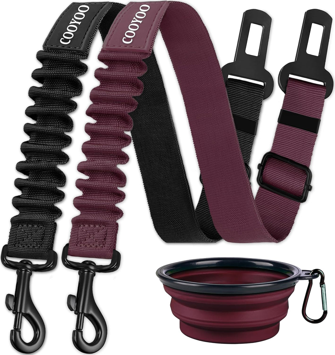 COOYOO Dog Seat Belt,3 Piece Set Retractable Dog Car Harness