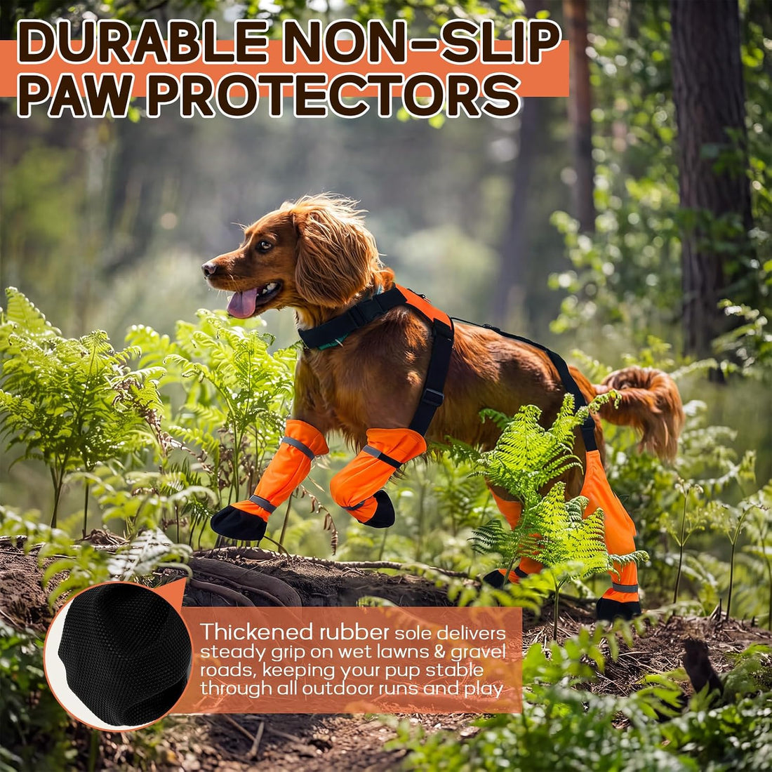 QBLEEV Dog Suspender Boots, Waterproof Dog Rain Boots Paw Protector