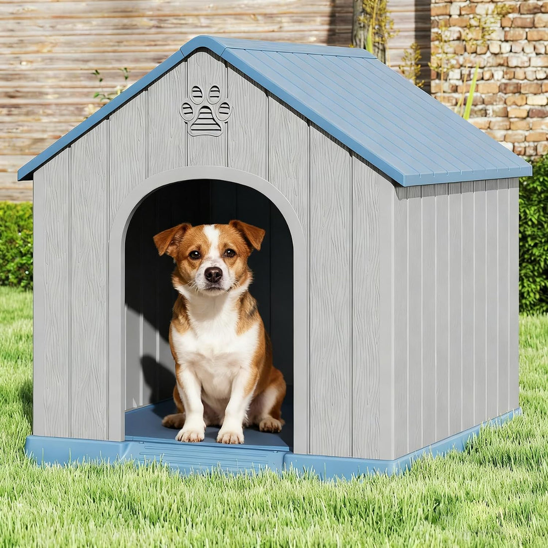 Fancyango Large Dog House for Outdoor Indoor Use Stable Plastic